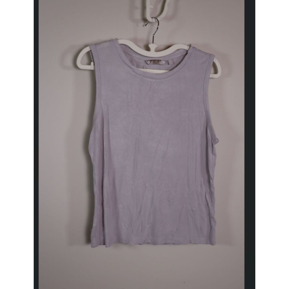 Athleta Ribbed Tank Top Light Gray Off White Stretch Small